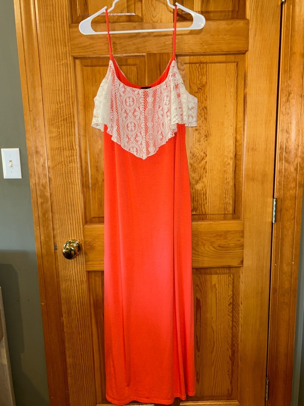Rue21 Coral Dress with White Crochet Detail